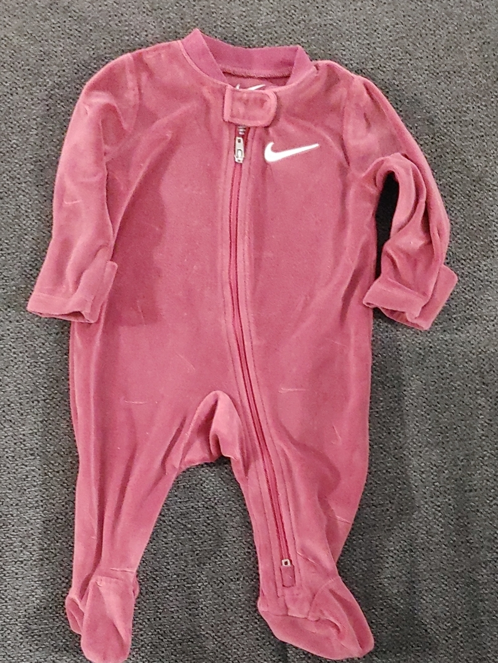 Nike Baby Rose Zip-Up Footed One-Piece 3 Months